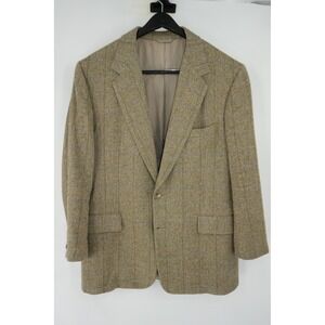 Vintage David L Wilkerson Blazer Sport Coat Brown‎ Herringbone Wool Tweed 44R